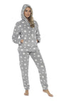OLIVIA ROCCO Womens Stars Plush Fleece Hooded Pyjama Set Teddy Fabric Nightwear Easy-Care Super Soft Sleep Set