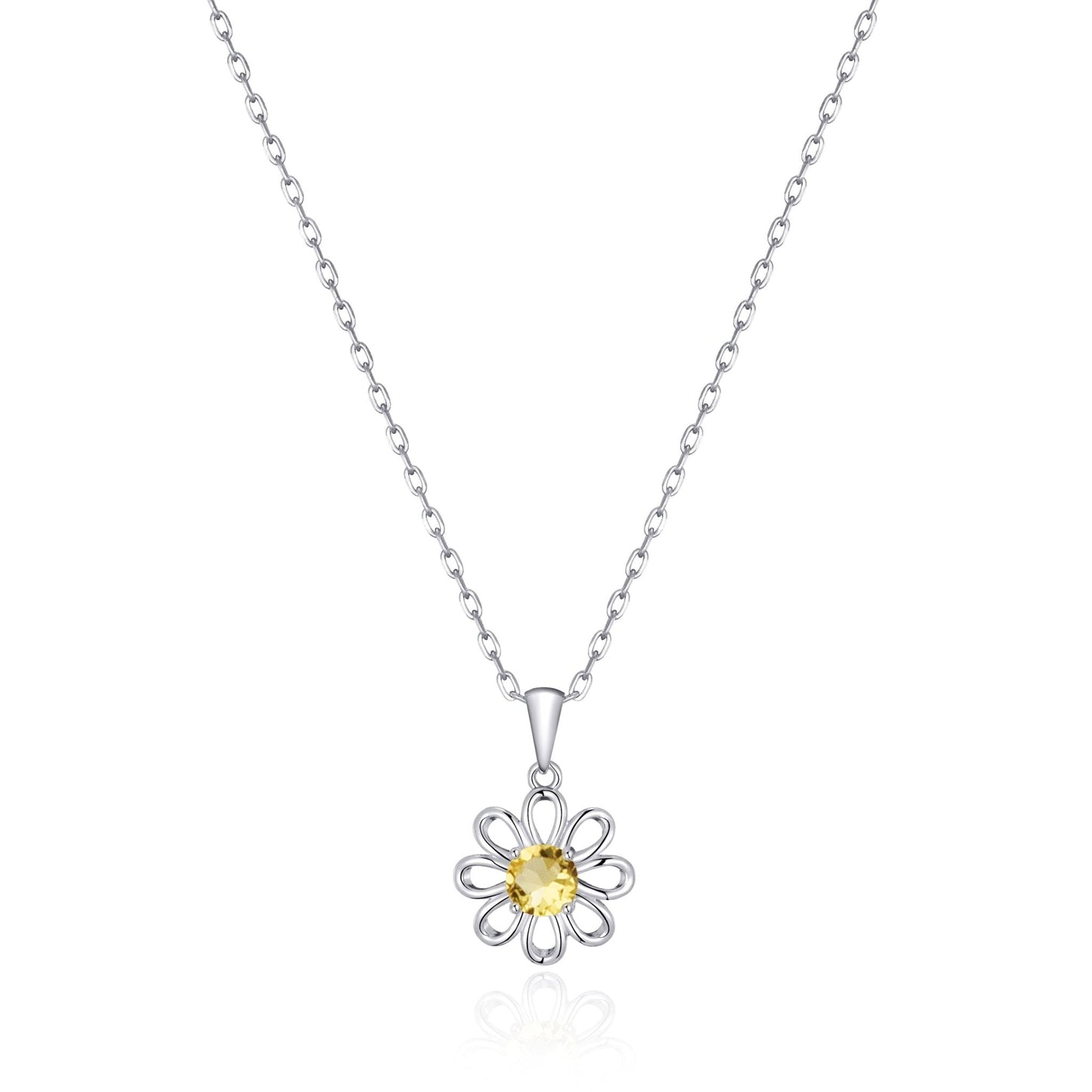 Daisy Necklace Created with Zircondia® Crystals