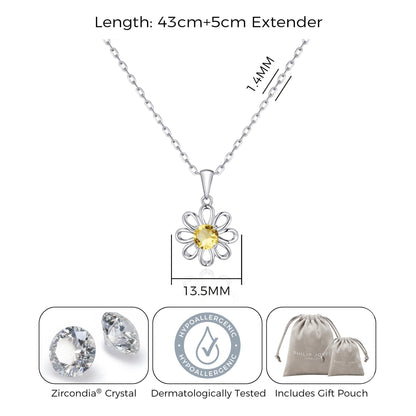 Collier marguerite créé avec des cristaux Zircondia®