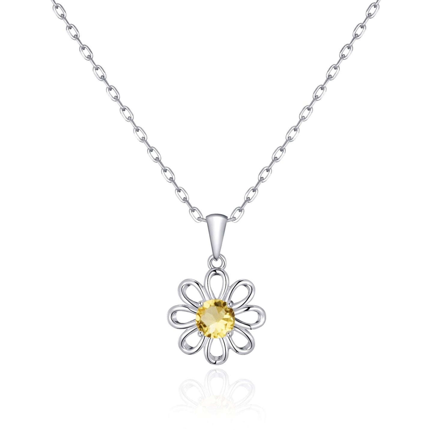 Daisy Necklace Created with Zircondia® Crystals