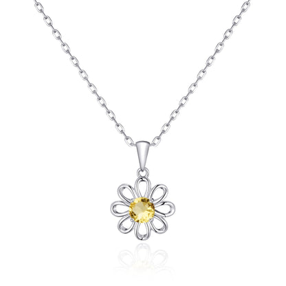 Daisy Necklace Created with Zircondia® Crystals