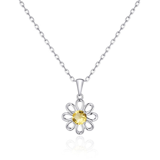 Daisy Necklace Created with Zircondia® Crystals