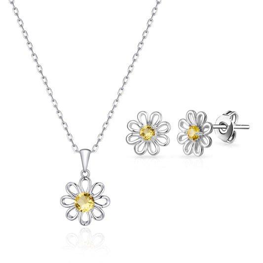 Daisy Set Created with Zircondia® Crystals