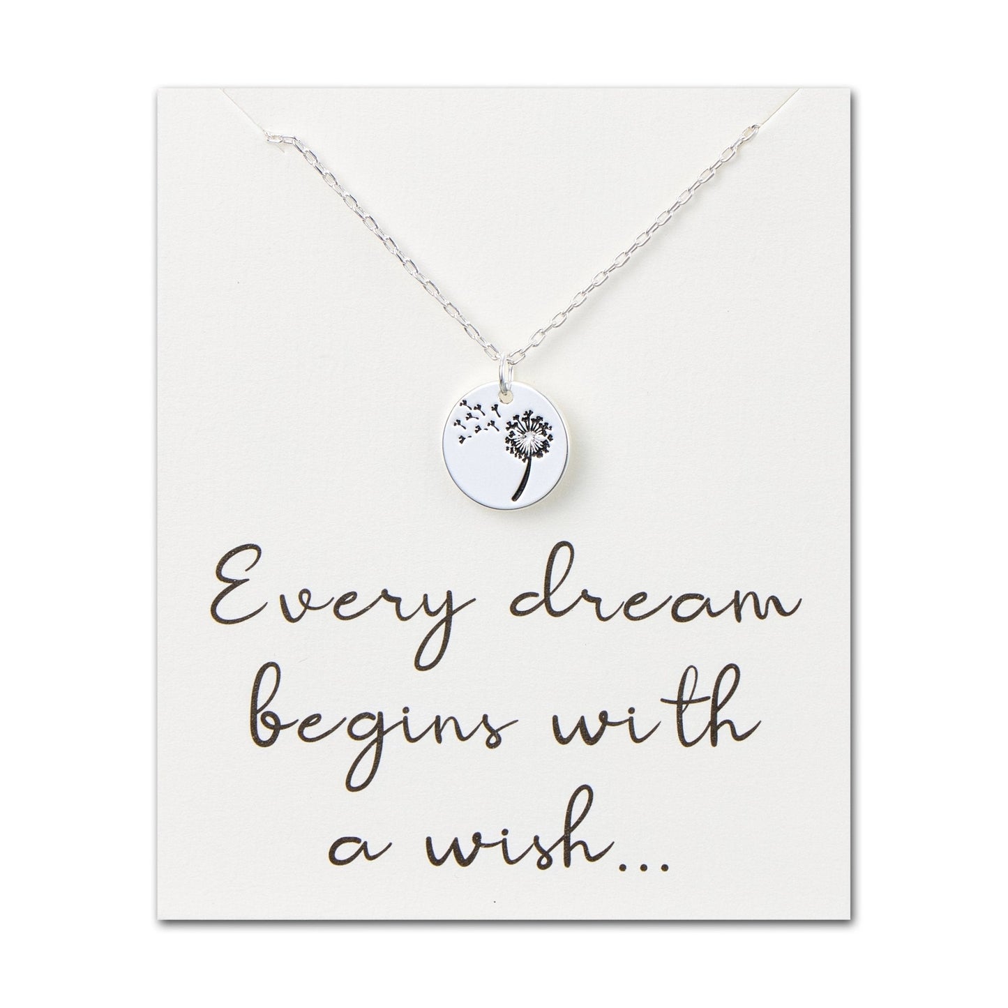 Dandelion Necklace with Quote Card