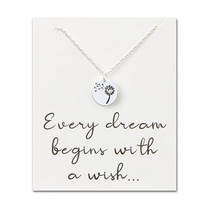 Dandelion Necklace with Quote Card