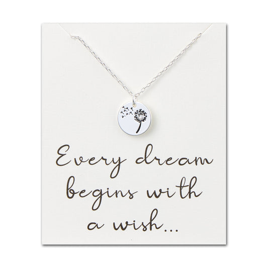 Dandelion Necklace with Quote Card