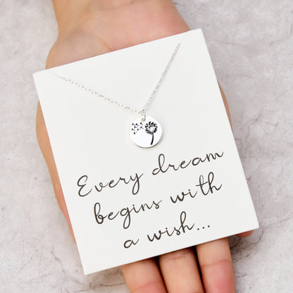 Dandelion Necklace with Quote Card