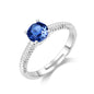 Dark Blue Adjustable Crystal Ring Created with Zircondia® Crystals