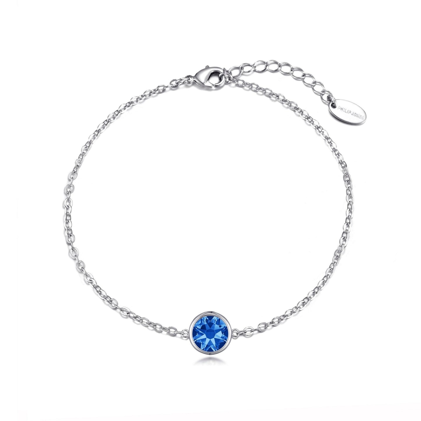 September (Sapphire) Birthstone Anklet Created with Zircondia® Crystals