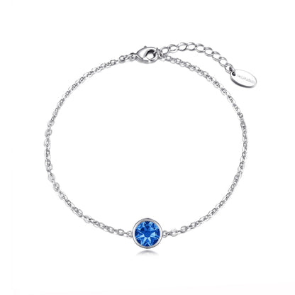 September (Sapphire) Birthstone Anklet Created with Zircondia® Crystals