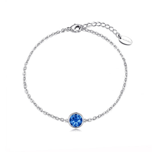September (Sapphire) Birthstone Anklet Created with Zircondia® Crystals
