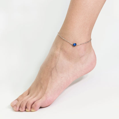 Dark Blue Crystal Anklet Created with Zircondia® Crystals