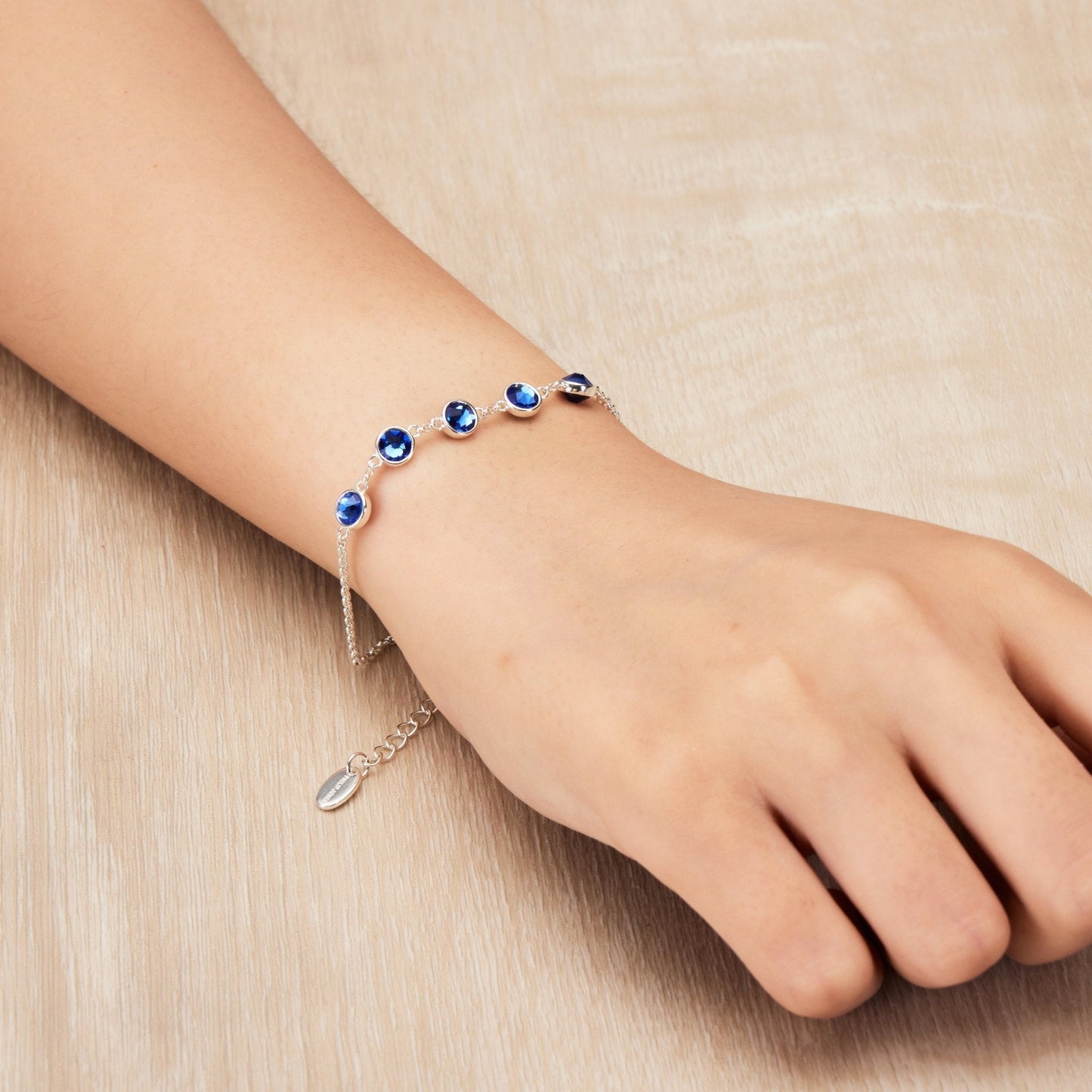 Dark Blue Crystal Chain Bracelet Created with Zircondia® Crystals