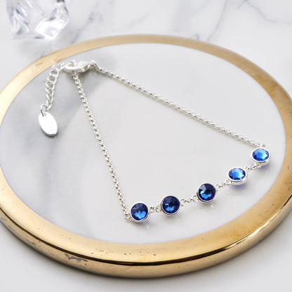 Dark Blue Crystal Chain Bracelet Created with Zircondia® Crystals