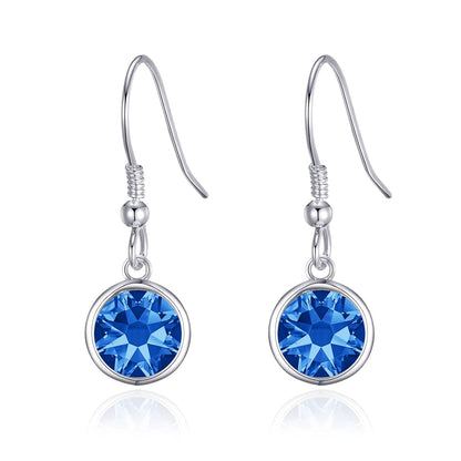 Dark Blue Crystal Drop Earrings Created with Zircondia® Crystals