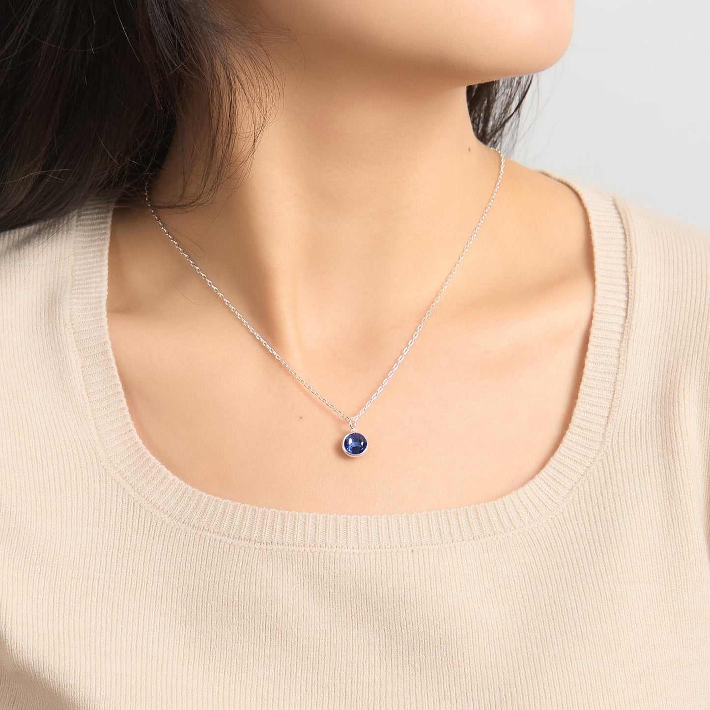Dark Blue Crystal Necklace Created with Zircondia® Crystals