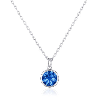 Dark Blue Crystal Necklace Created with Zircondia® Crystals