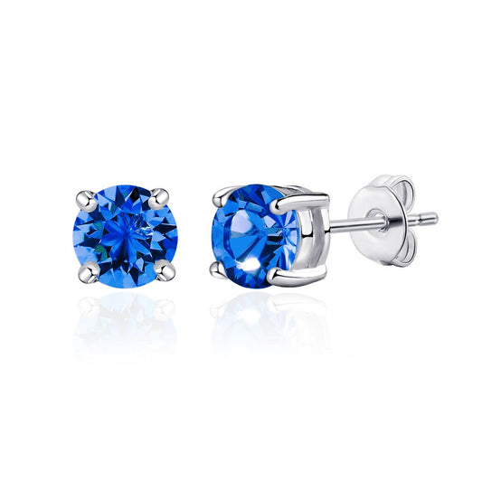 Dark Blue Stud Earrings Created with Zircondia® Crystals