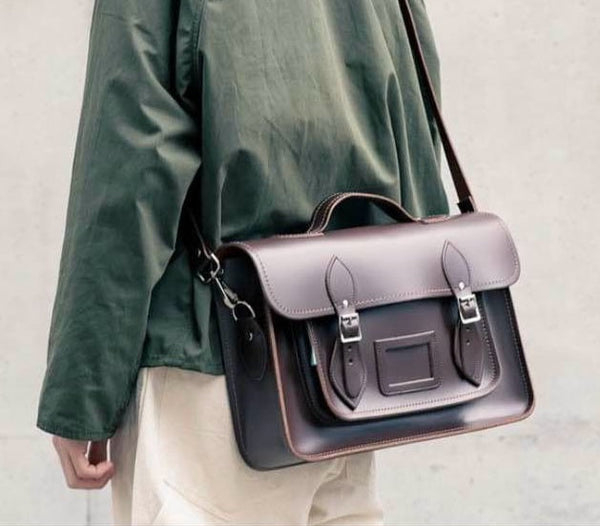 Handmade Leather Satchel - Dark Brown