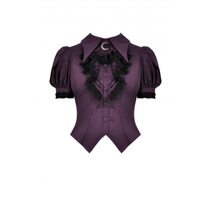 Dark In Love Druantia Puff Sleeve Blouse - Deep Purple