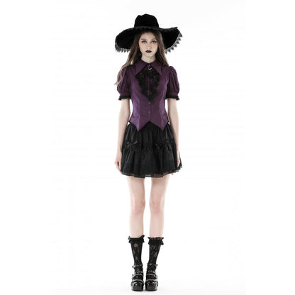 Dark In Love Druantia Puff Sleeve Blouse - Deep Purple