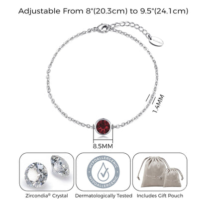 January (Garnet) Birthstone Anklet Created with Zircondia® Crystals