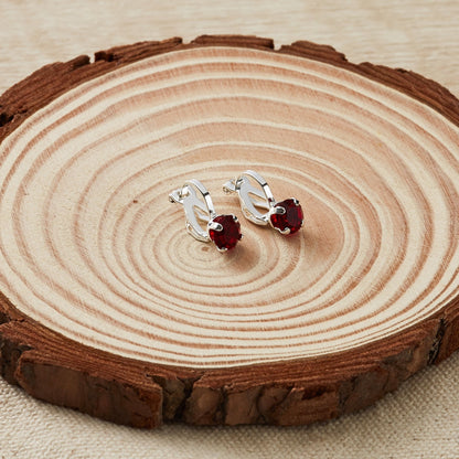 Dark Red Crystal Clip On Earrings Created with Zircondia® Crystals