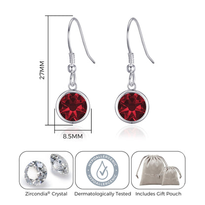Dark Red Crystal Drop Earrings Created with Zircondia® Crystals