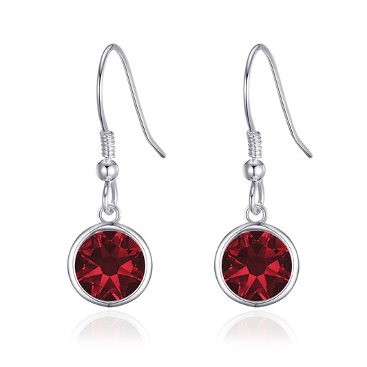 Dark Red Crystal Drop Earrings Created with Zircondia® Crystals