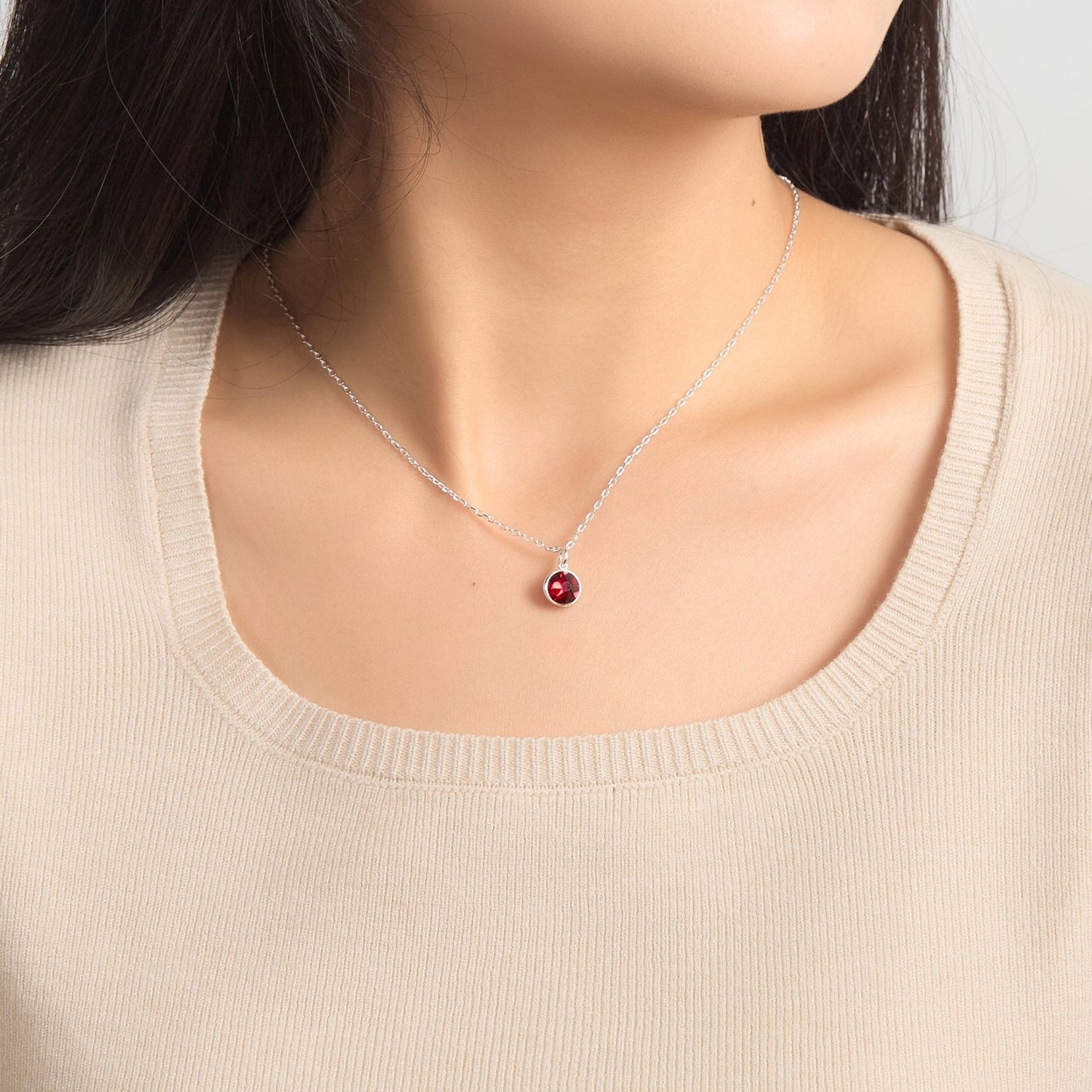Dark Red Crystal Necklace Created with Zircondia® Crystals