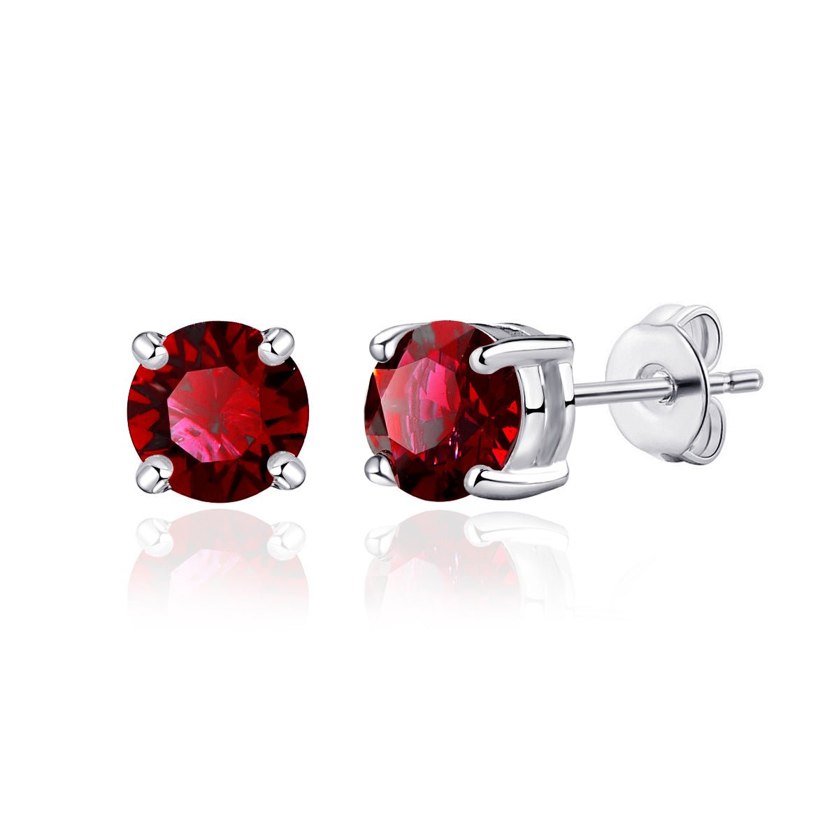 Dark Red Stud Earrings Created with Zircondia® Crystals