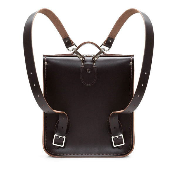 Sac à dos urbain en cuir fait main - Marron foncé
