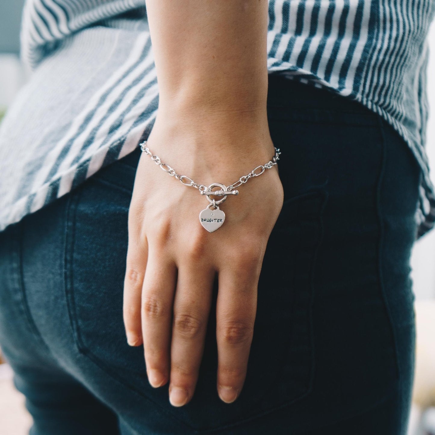 Daughter Charm Bracelet Created with Zircondia® Crystals