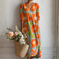 Lady's Linen Long-sleeved Dress