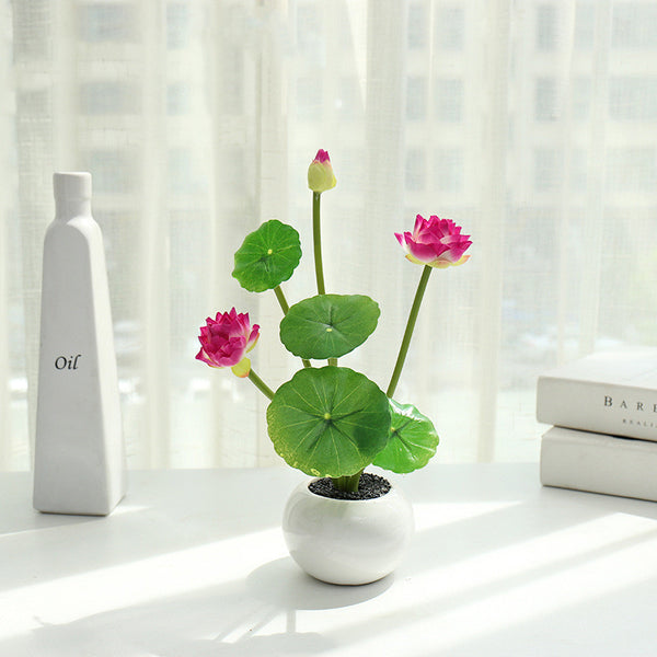 Mid-round Lotus Artificial Flower Bonsai - Stuffs & Savers