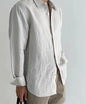 Solid-color Casual All-match Button-up Top For Men