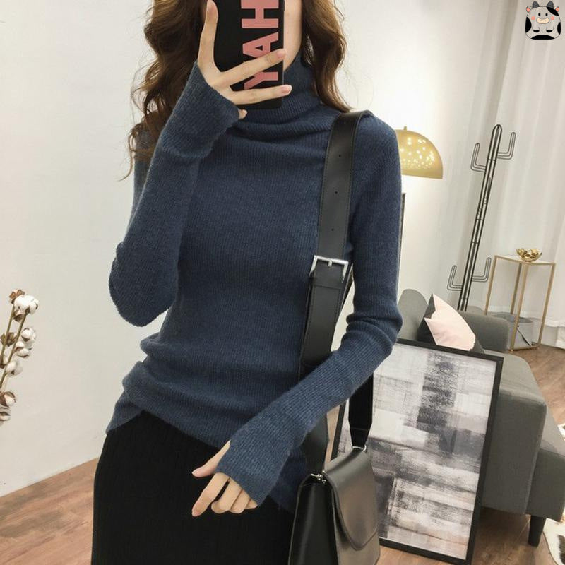 Women's Fashion Turtleneck Slim-Fit Knitted Sweater