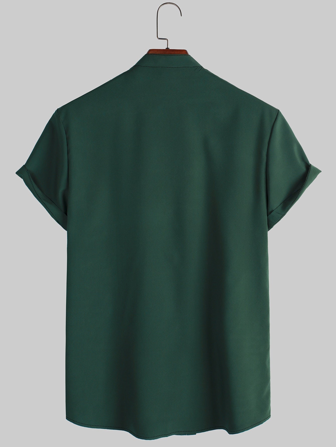Men's Casual Solid-Colored Shirt With Stand-Up Collar