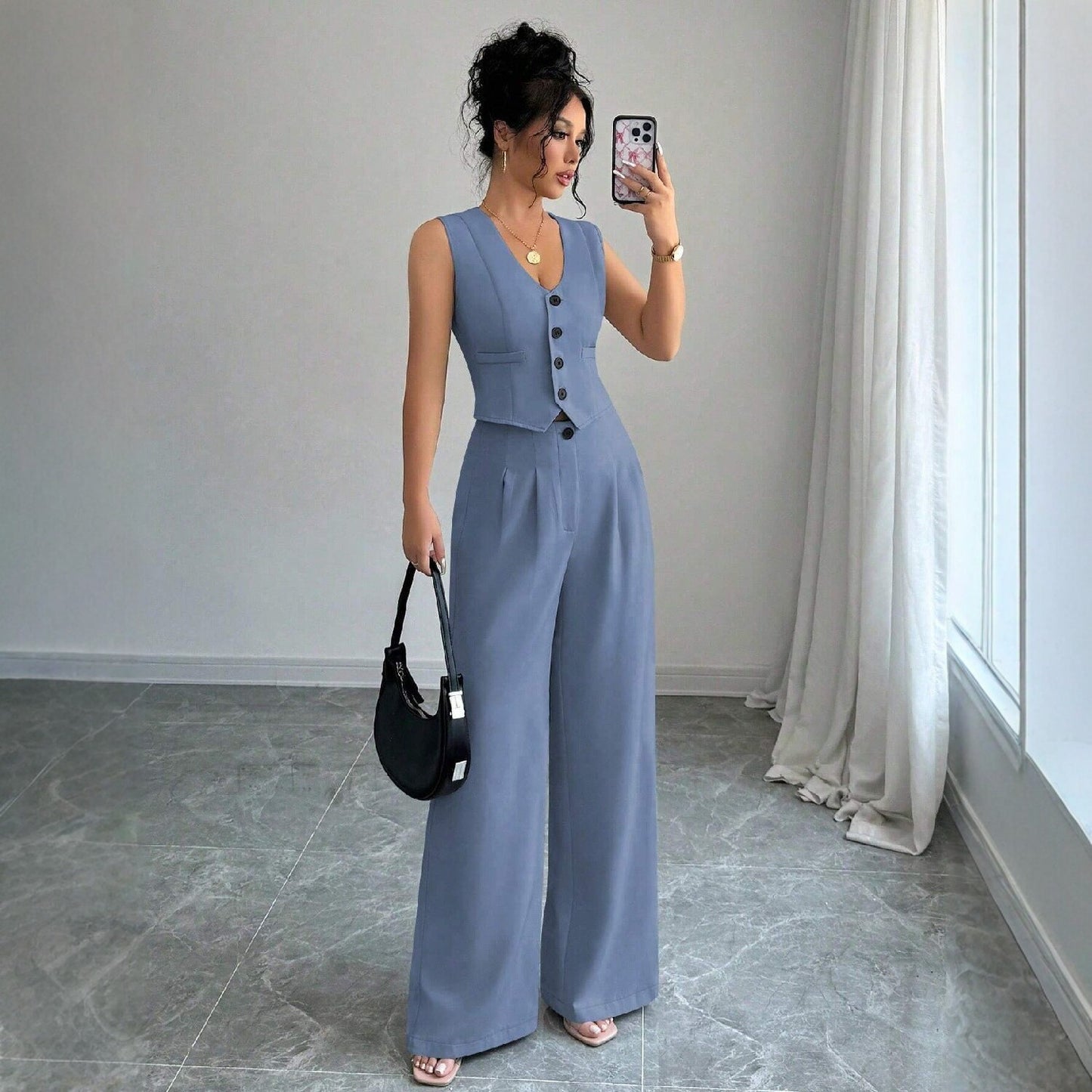Cross-border Chic Chanel-style Vest And Pants Set