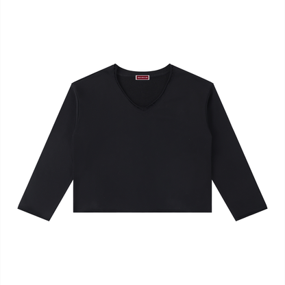 Women's Raw Hem Long Sleeve T-Shirt 310GSM