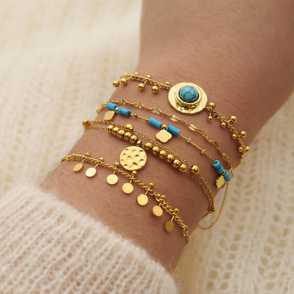 Bracelet vintage rond à sequins en chaîne