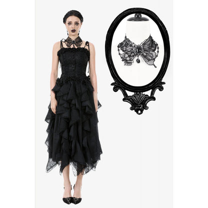 Collier Lysandra papillon dentelle perlé Dark in Love