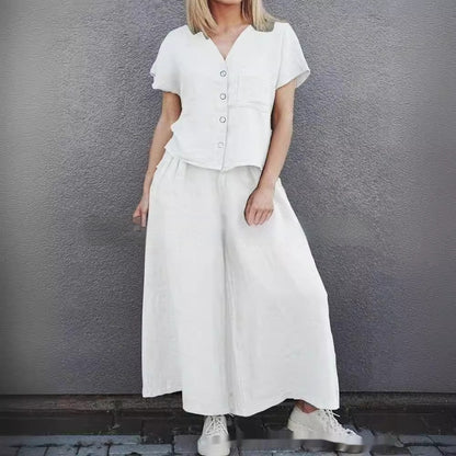 Women's Shirt Wide-leg Pants Suit