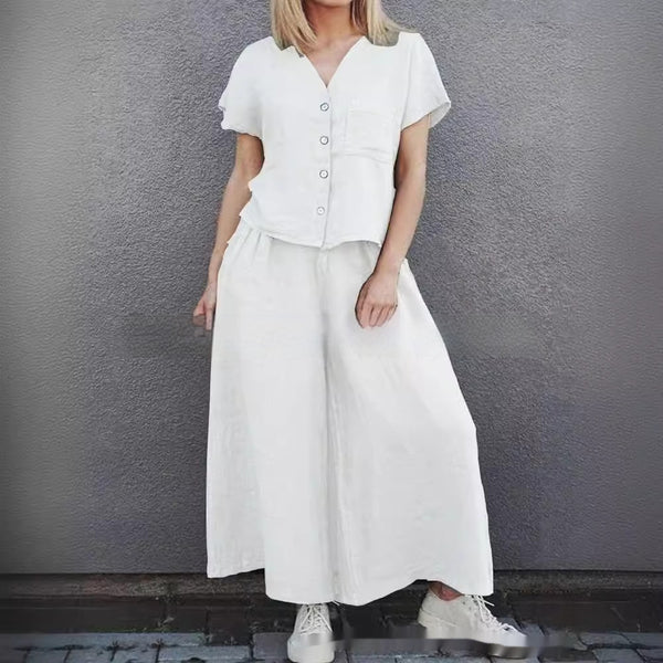 Women's Shirt Wide-leg Pants Suit
