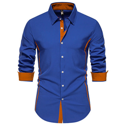 Chemise bicolore mode décontractée européenne et américaine