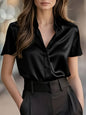 Women's Satin Short-sleeved Blouse