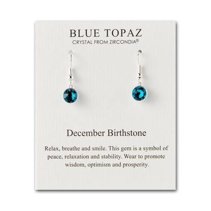 December Birthstone Drop Earrings Created with Blue Topaz Zircondia® Crystals