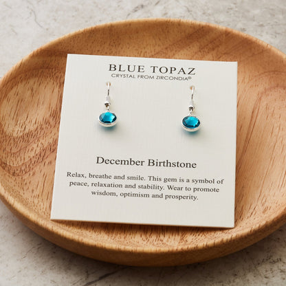 December Birthstone Drop Earrings Created with Blue Topaz Zircondia® Crystals
