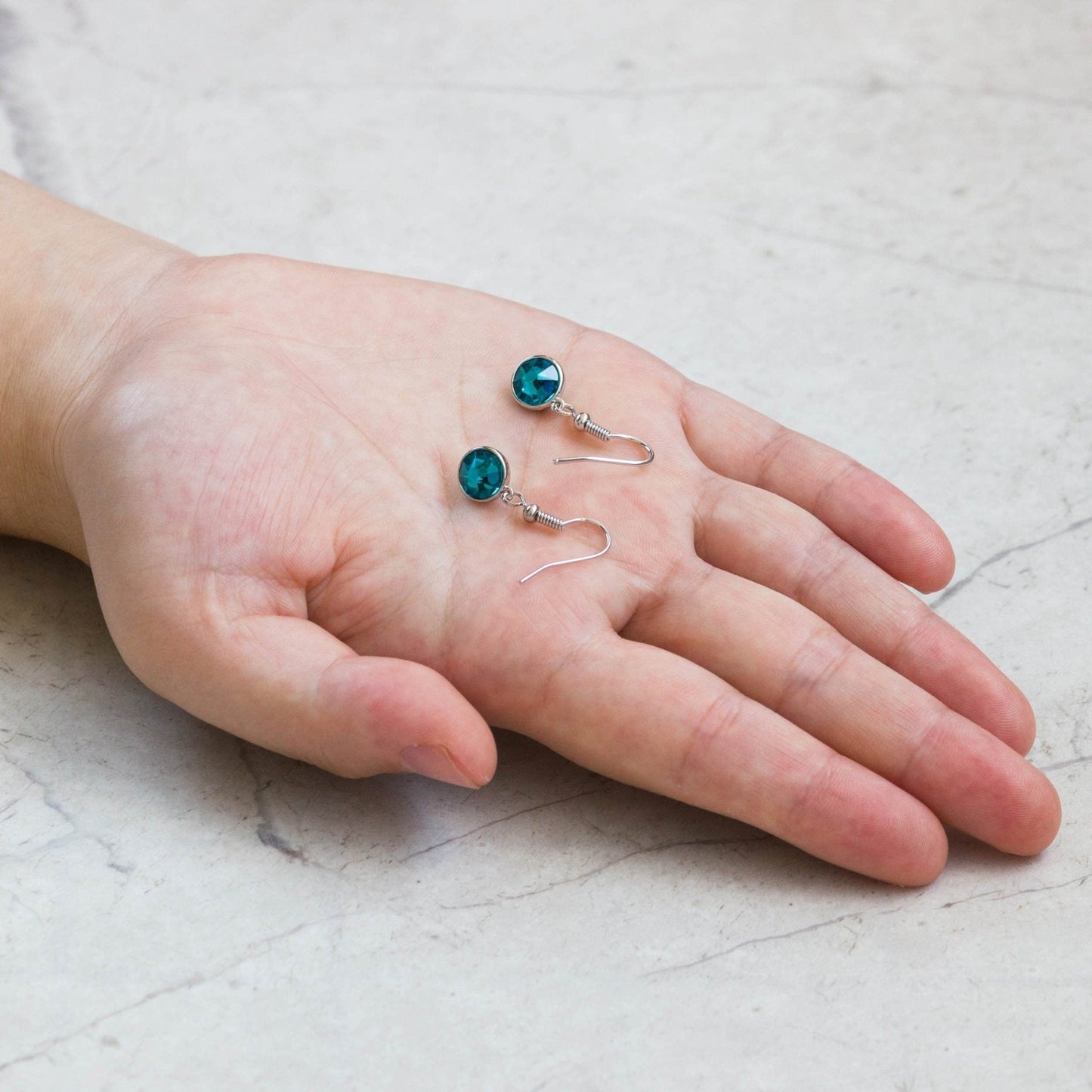 December Birthstone Drop Earrings Created with Blue Topaz Zircondia® Crystals