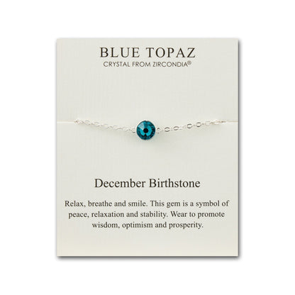 December (Blue Topaz) Birthstone Anklet Created with Zircondia® Crystals